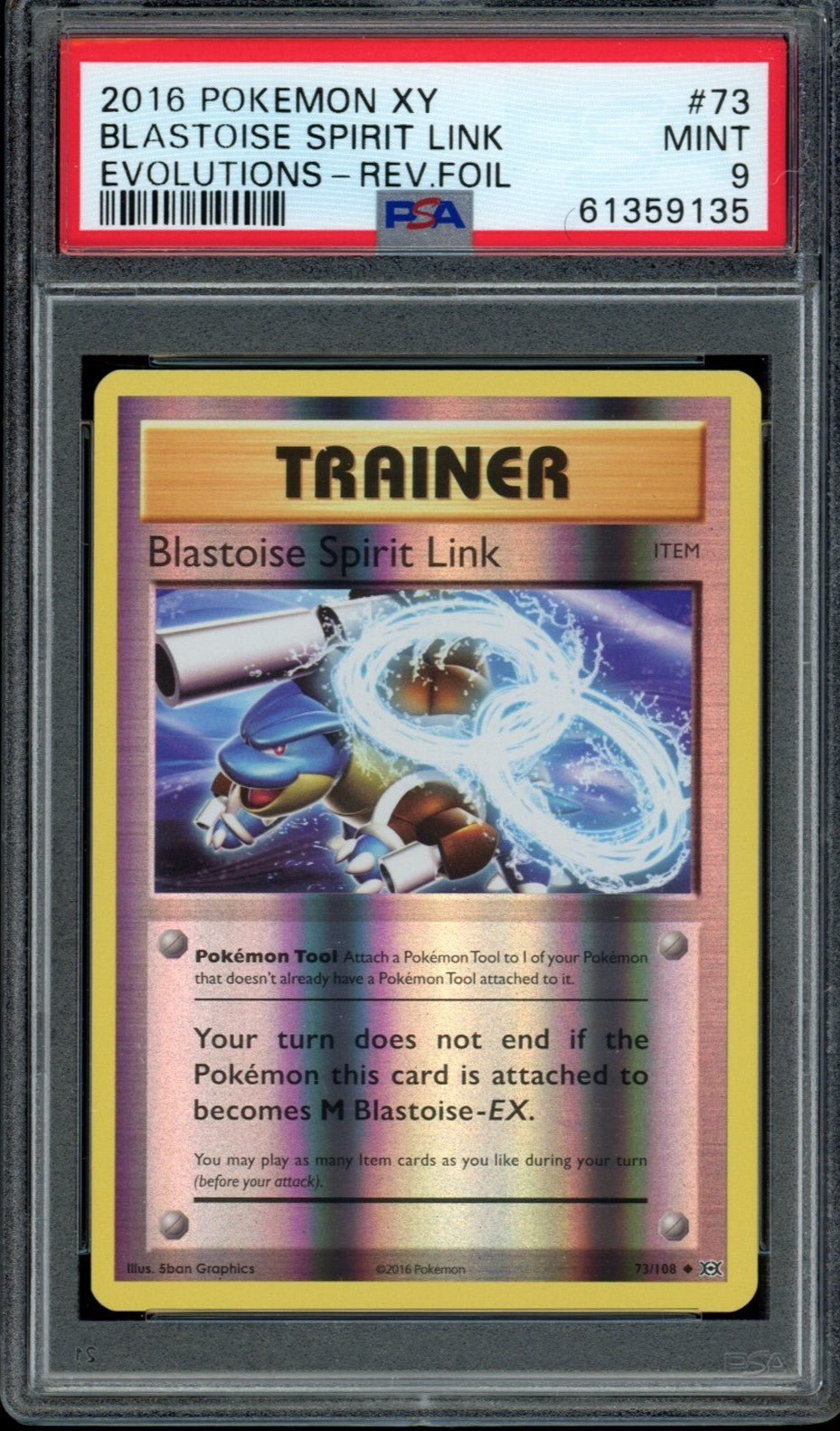 PSA9 - XY Evolutions - Blastoise Spirit Link (2016)